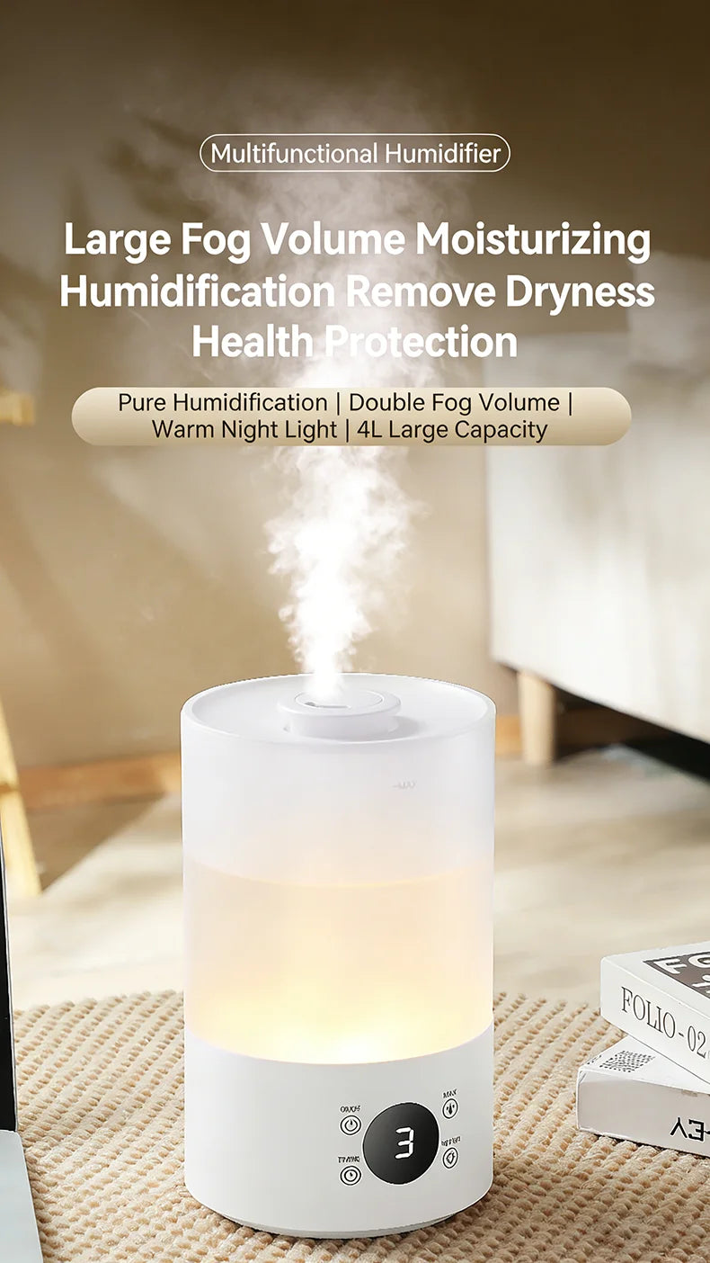 4L Large Capacity Air Humidifier with Remote Control Timer Plant Mist Aroma Diffuser for Home Office - Humidifier