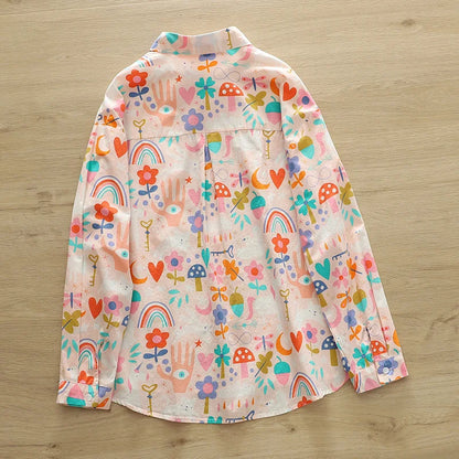 2026 Spring New Women Printed Shirts Long Sleeve Blouses Lazy Lady Tops Casual Female Clothes