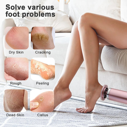 Electric Foot Callus Remover Heels Remove Wireless Rechargeable Foot Care File Cuticle Callus Remover with Replacement Sandpape