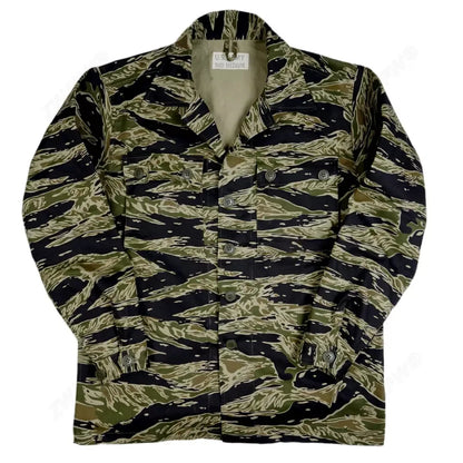 Tiger Jacket Vietnam Suit Tabby Striped Top and Pants Replica World War II Equipment Casual Training Suit WW2