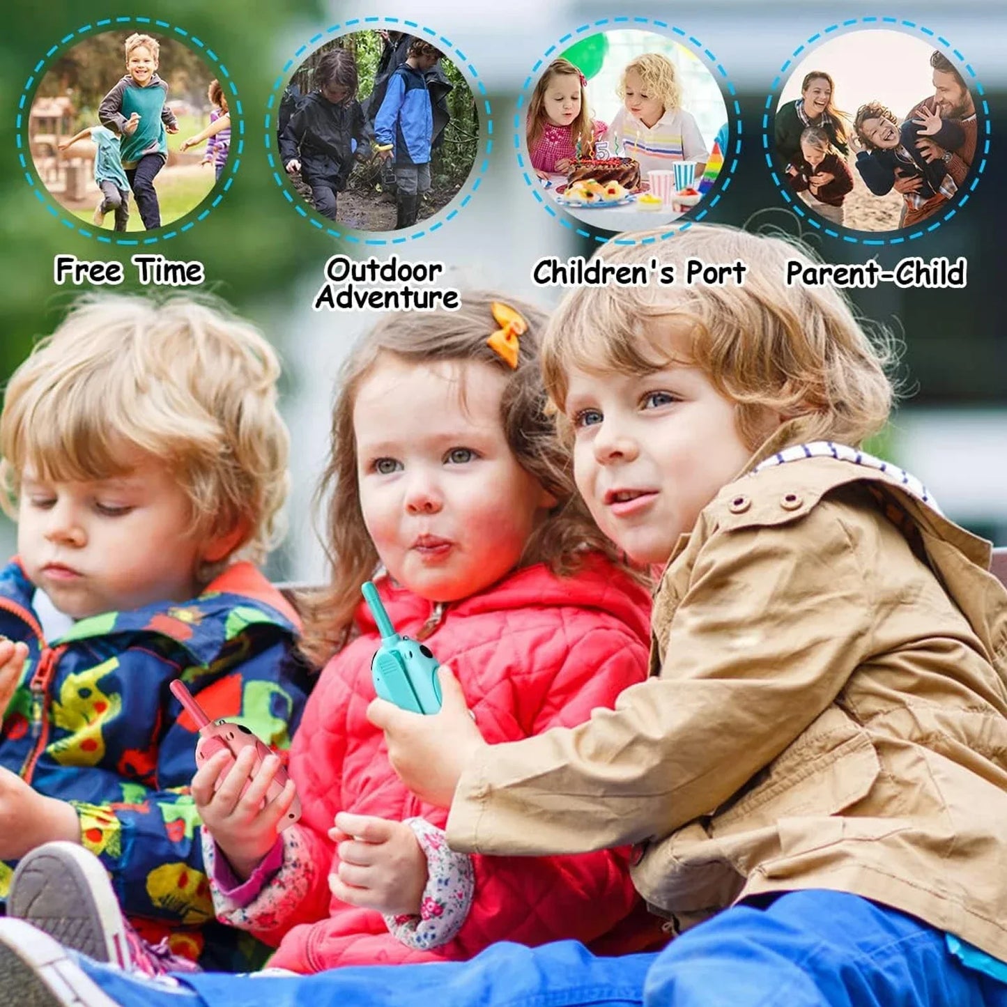 2 Pcs Walkie Talkies for Kids Toys Rechargeable Battery Walkie Talky 22 Channels 2 Way Radio 3KM Long Range for Children Gifts