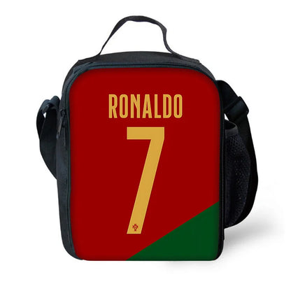 Child School Football R-RonaldoS CR7 Backpack with Lunch Bags ,Pencil Bags ,School Bags for Boys Girls Best Gift