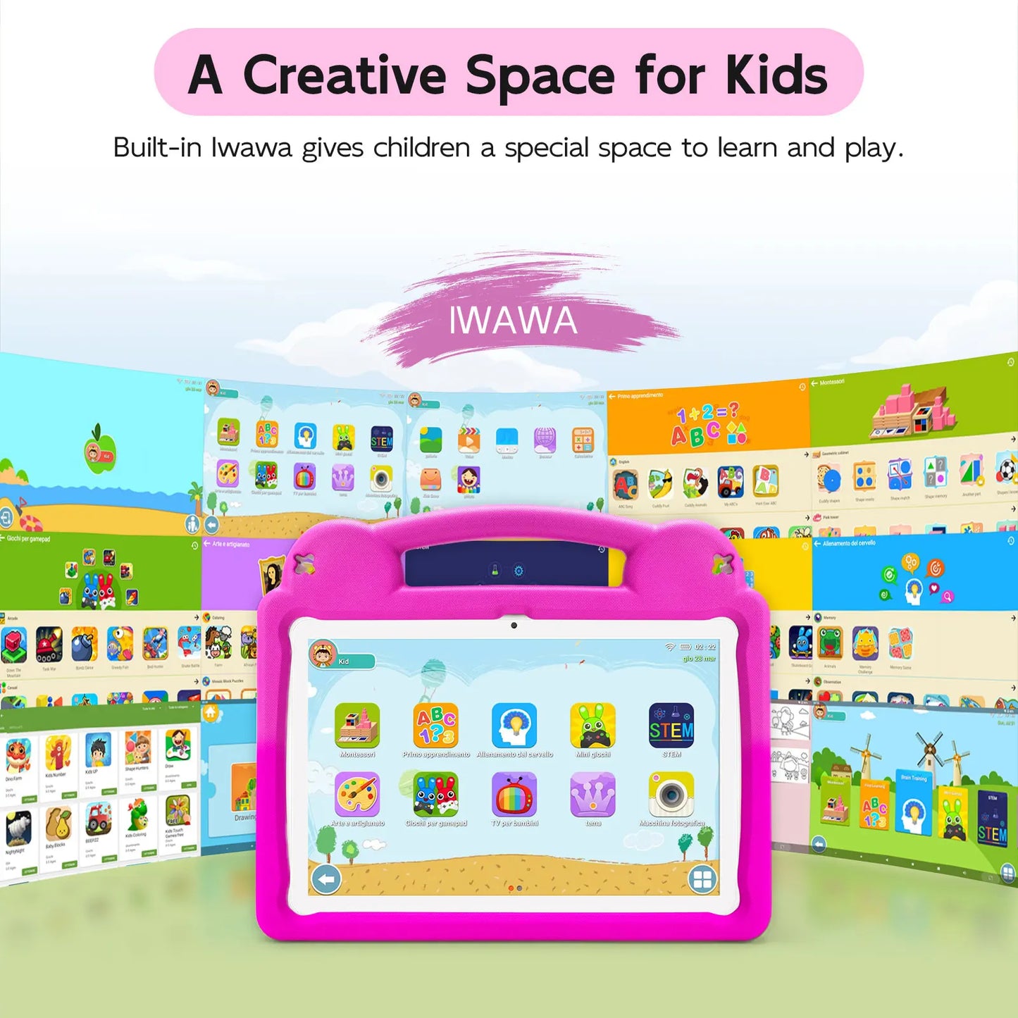 Paitanry 10.1 Inch Kids Tablet 8GB(4+4 Expand) RAM 64GB ROM CPU A523 2.0GHZ 5000Mah Octa-Core Learning Education Children Tablet