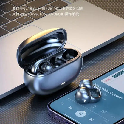 Wireless Earphones Bluetooth TWS Stereo Earbuds Hifi Clip-on Headphones HD Mic Headsets For IPhone Xiaomi Music Headset