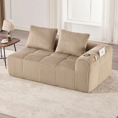 Compact Sofa Soft, Modular Sofa with Side Pocket and Beverage Holder, High Quality Comfort for Long Sitting, Incl. Pillows