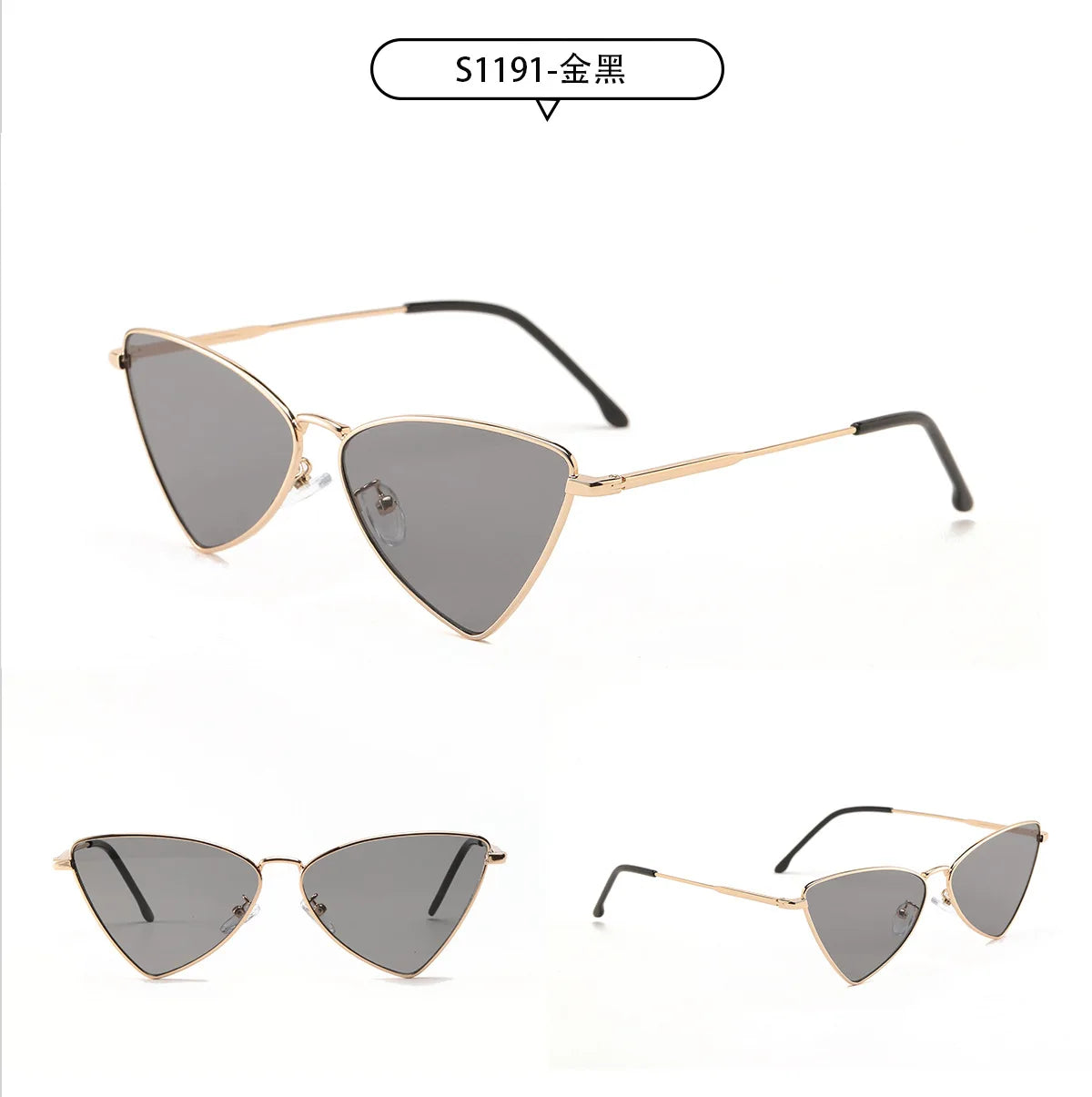 DOHOHDO Butterfly Style Triangular Metal Sunglasses For Women 2024 Luxury Brand Design Sun Glasses Men Fashion Punk Shades UV400