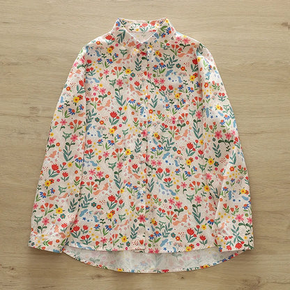 2026 Spring New Women Printed Shirts Long Sleeve Blouses Lazy Lady Tops Casual Female Clothes