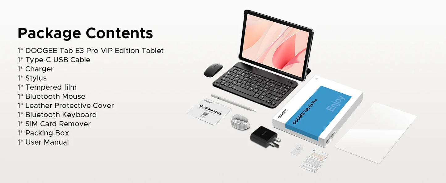 DOOGEE Tab E3 Pro 2 in 1 Tablet PC Gemini AI 13'' IPS Display 8GB 256GB 11000mAh Battery Android 15 High Quality Quad Speakers