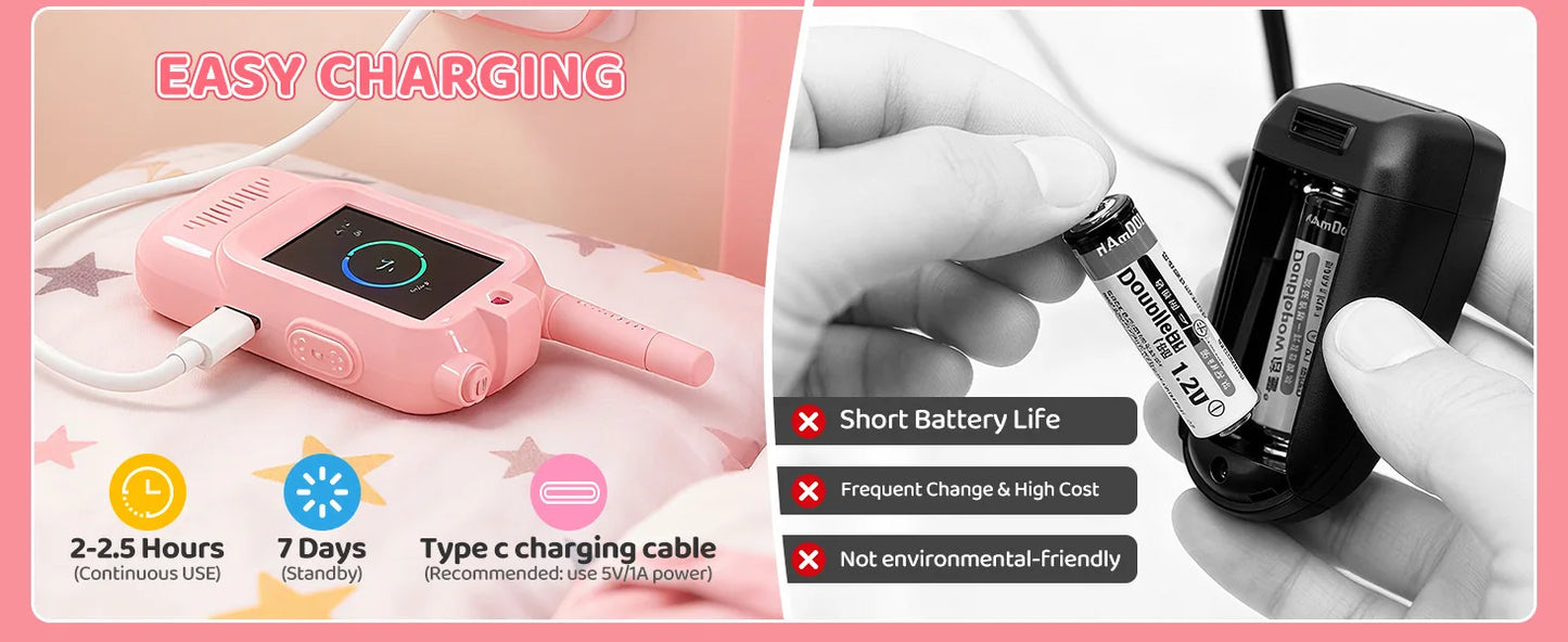 1Pair Kids Video Walkie Talkie Toy Rechargeable Interphone With HD Camera & Voice Changer Educational Interactive For Boy Girl