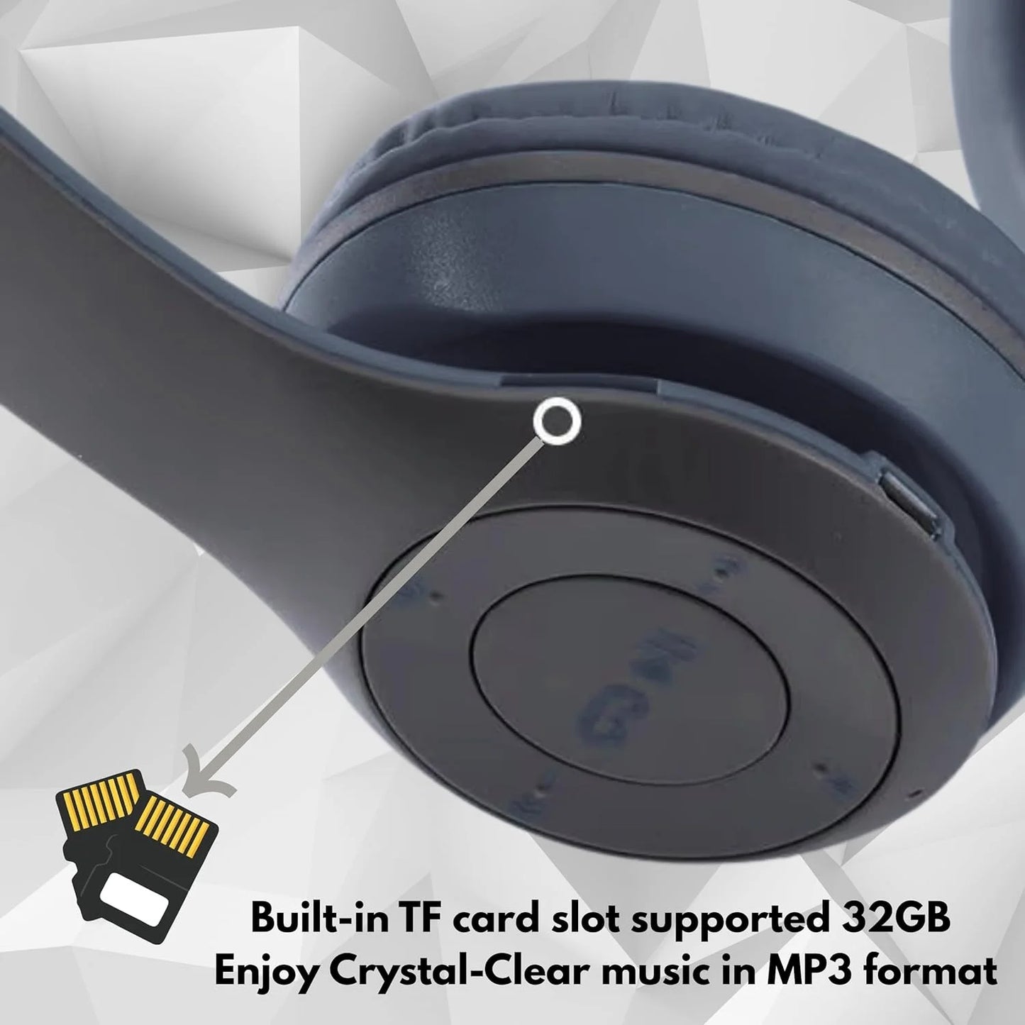 Bluetooth 5.0 Wireless Headphones, Foldable Over-Ear Headset, HiFi Stereo Sound, Soft Skin-Friendly Earmuffs