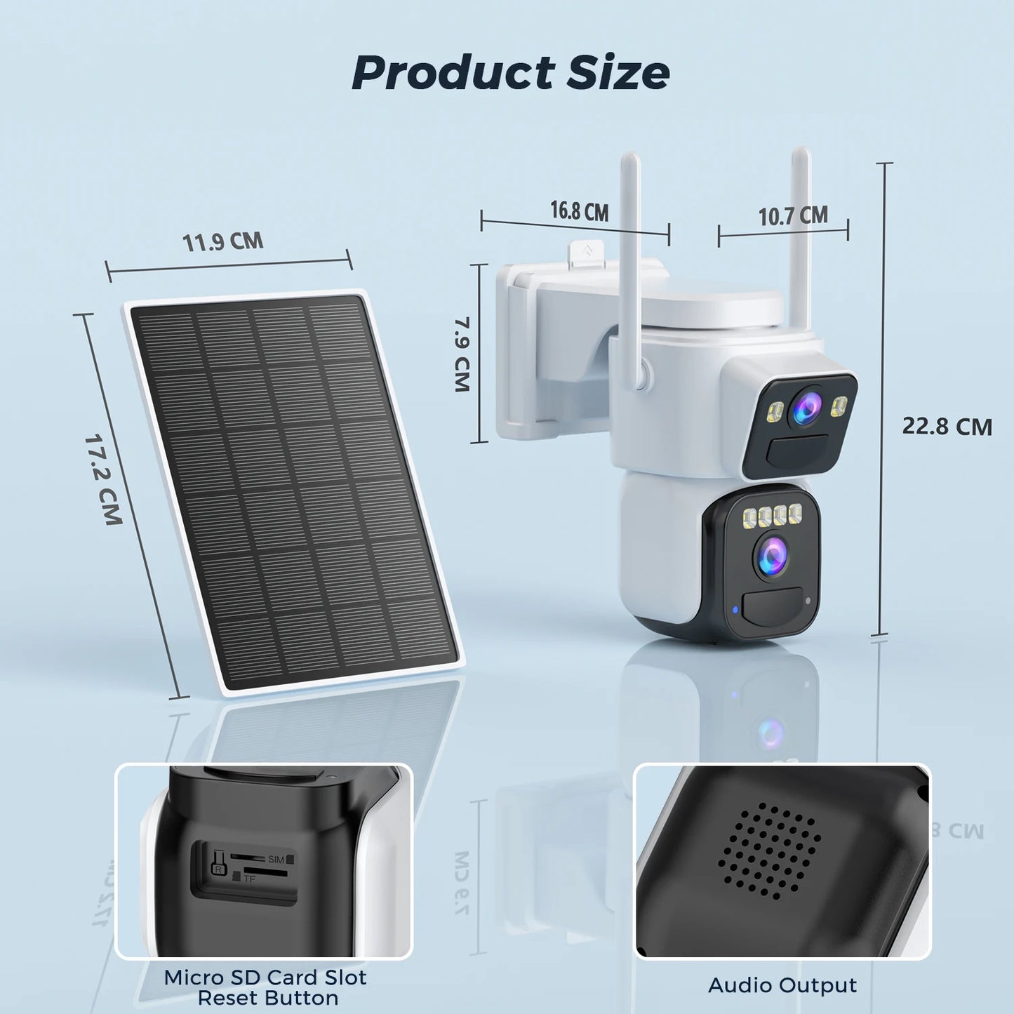 8MP Solar Wifi Camera PTZ Built-in 7800mAh Battery Outdoor 4K Human Detection Dual Screen CCTV Surveillance Camera O-Kam Pro APP