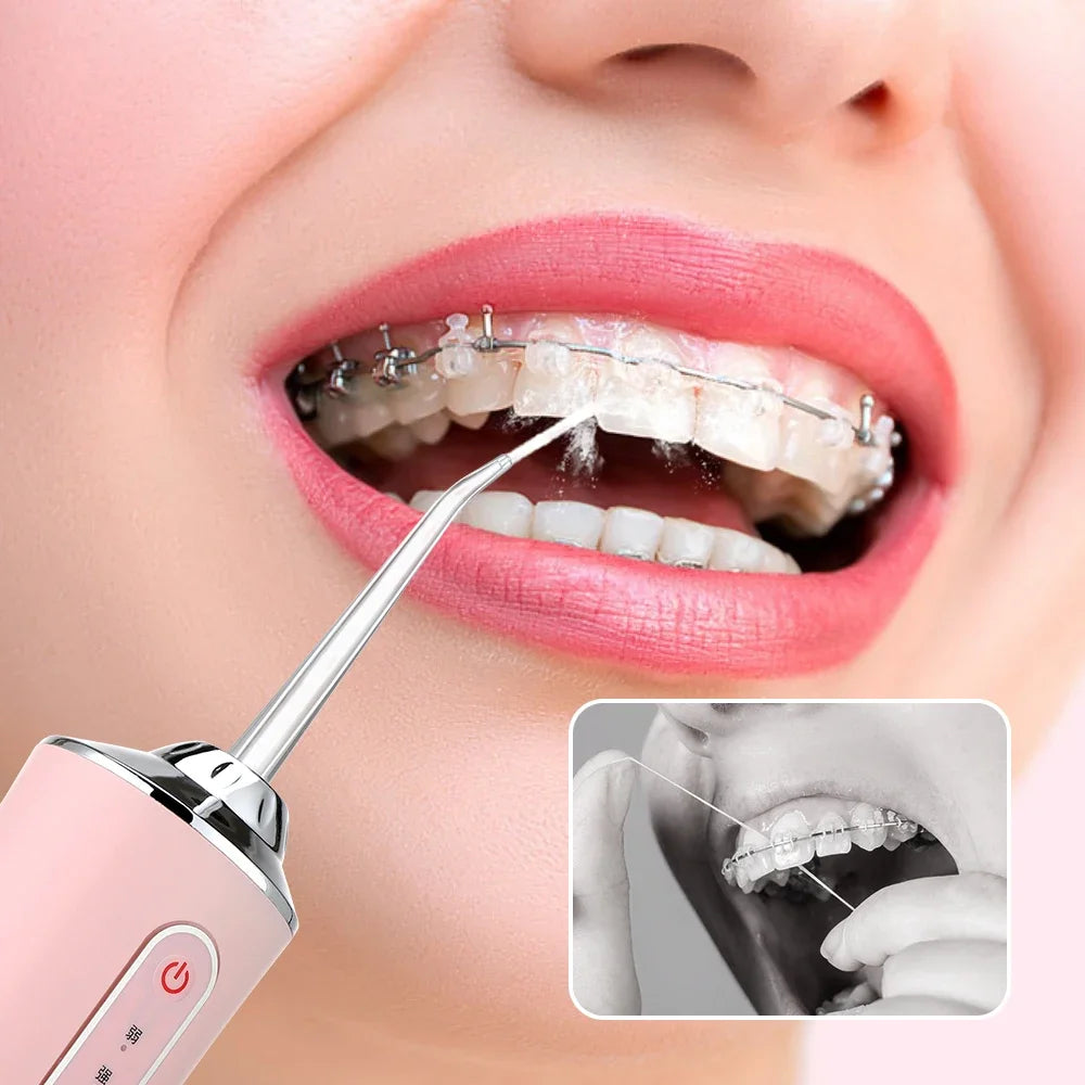 New Oral Irrigator Portable Dental Water Flosser USB Rechargeable Dental Water Jet Pick Flosser 4 Jet Tip 3 Modes Teeth Cleaner