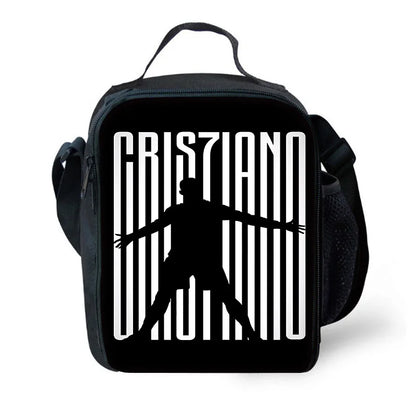 Child School Football R-RonaldoS CR7 Backpack with Lunch Bags ,Pencil Bags ,School Bags for Boys Girls Best Gift