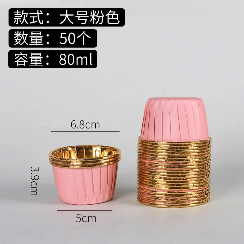 50pcs Golden Muffin Cupcake Paper Cup Oilproof Cupcake Liner Baking Cup Tray Case Wedding Party Caissettes Cupcake Wrapper Paper