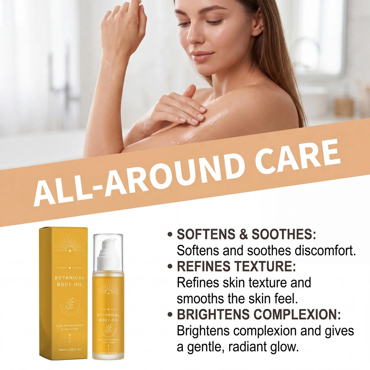Body Oil Deep Nourishment Moisturizing  Oil Smooth Skin All Season Body Care Non Greasy Fast Absorbing Daily Hydration 100ml