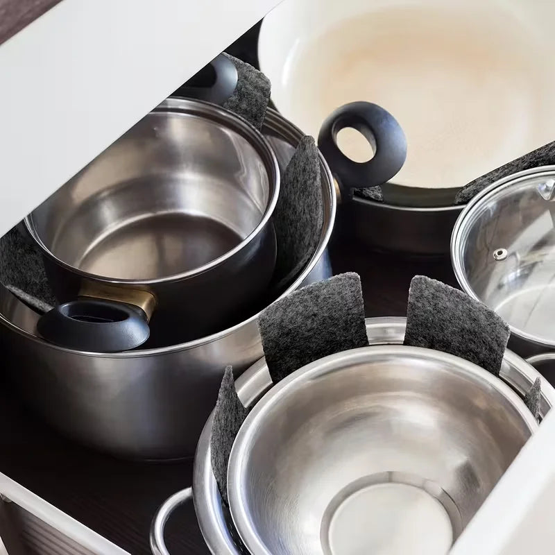 5PCS Pot and Pan Protectors Pot Dividers Pad Non-woven 3 Sizes Pans Separator Pads for Protecting Separators Pads Cookware