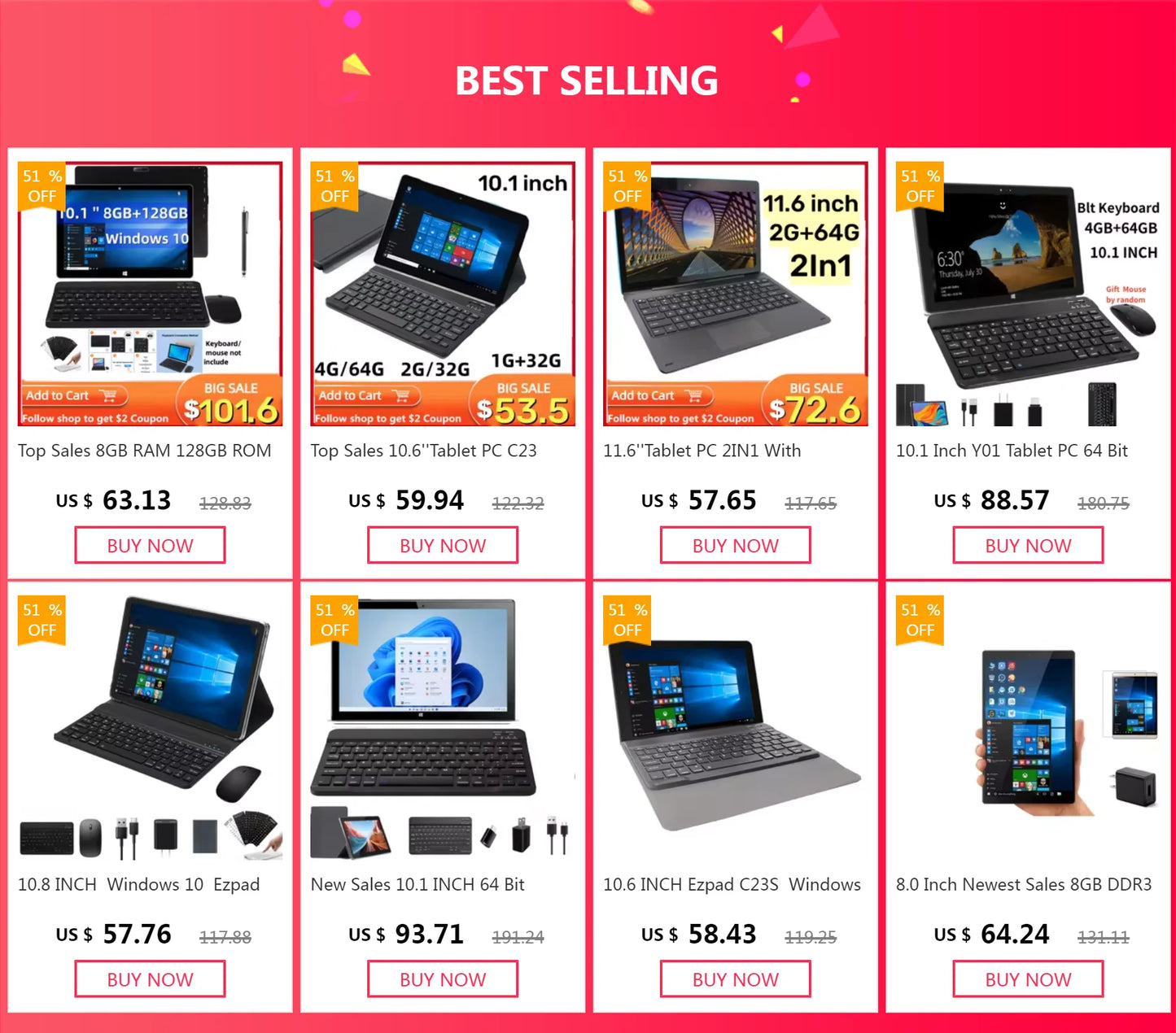 8.0 Inch Newest Sales 8GB DDR3 RAM 128GB eMMC 64 Bit Onda Windows 10 Tablet PC Z8300 CPU 1280*800 Pixel Dual Camera Quad  Core