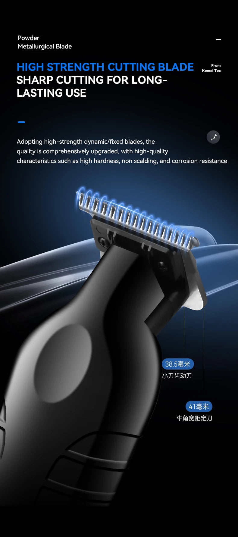 Kemei 2293 Professional Hair Beard Trimmer Men Barber Rechargeable Finish Hair Cutting Machine Zero Gapped Cordless Hair Clipper