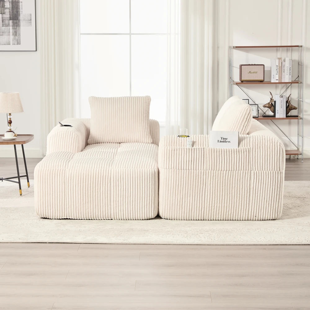 Compact Sofa Soft, Modular Sofa with Side Pocket and Beverage Holder, High Quality Comfort for Long Sitting, Incl. Pillows