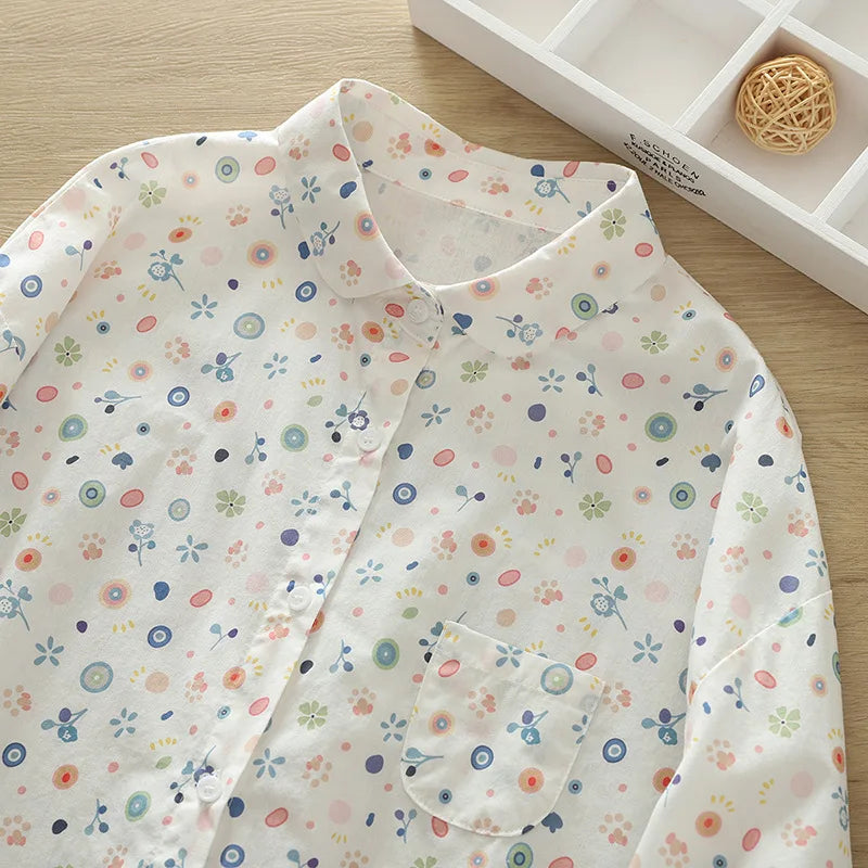 2026 Spring New Women Printed Shirts Long Sleeve Blouses Lazy Lady Tops Casual Female Clothes
