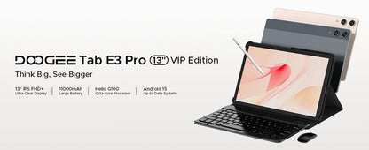 DOOGEE Tab E3 Pro 2 in 1 Tablet PC Gemini AI 13'' IPS Display 8GB 256GB 11000mAh Battery Android 15 High Quality Quad Speakers