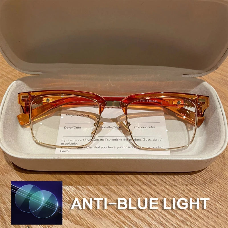 ISLINO Anti Blue Light Reading Glasses Women Square Fashion Photochromic Prescription Glasses Men Myopia Hyperopia Eyewear