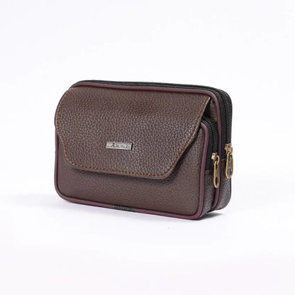 PU Leather Men Small Waist Bag Solid Color Bum Belt Pack Casual Fanny Business Waist Bag Men Travel Sports Belt Bum Phone Pouch