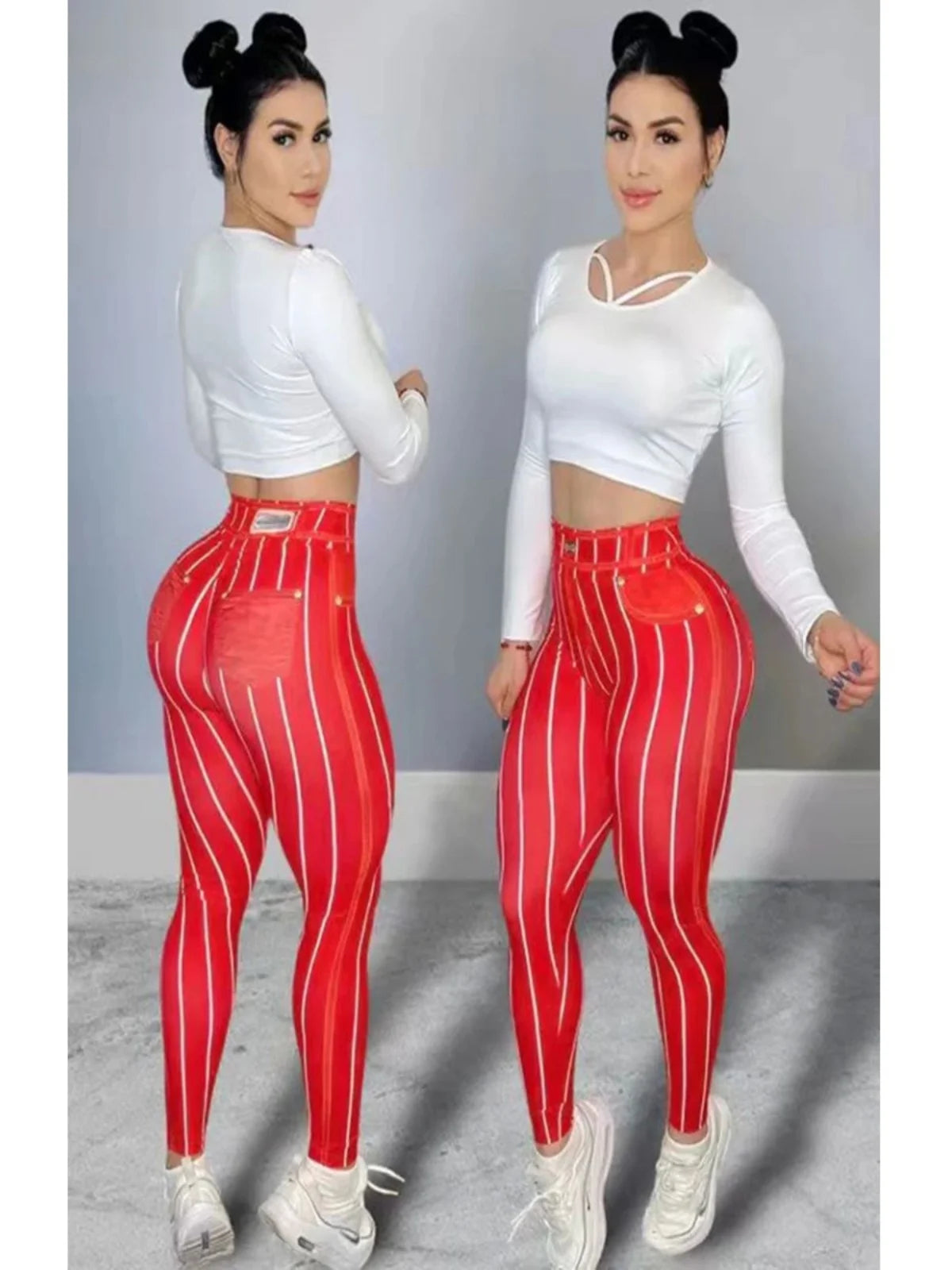 High Waist Elastic Denim Pants Women's Casual Slim Fit Trousers Breathable Comfortable Polyester Blend Spring Season