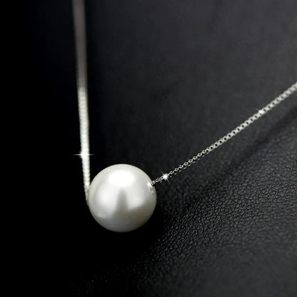 Exquisite Fashion 925 Sterling Silver Necklace Earrings Jewelry Set 10MM Pearl Accessories For Women Engagement Jewelry Gift