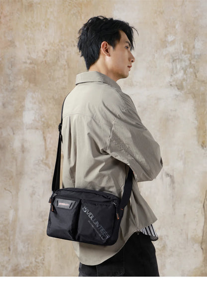 VOLUNTEER Messenger Crossbody Bags for Men Oxford Side Letter Print Fashion Light Weight Protable Versatile Shoulder Bag 1802-18