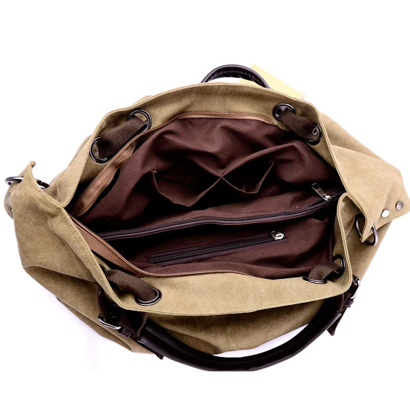 Casual Women Canvas Shoulder Bag Travel Messenger Bag Large Capacity Tote Top-handle Bag Women Crossbody Bags Sac A Mains Femme