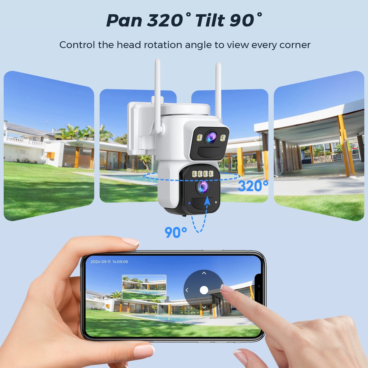 8MP Solar Wifi Camera PTZ Built-in 7800mAh Battery Outdoor 4K Human Detection Dual Screen CCTV Surveillance Camera O-Kam Pro APP