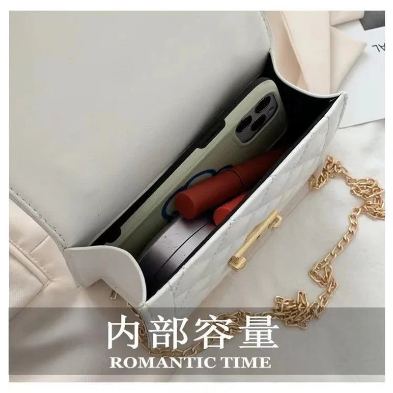 Women PU Leather Shoulder Bags Small Messenger Designer Female 2024 New Fashion Chain Rhomboid Crossbody Bag Ladies Mini Handbag