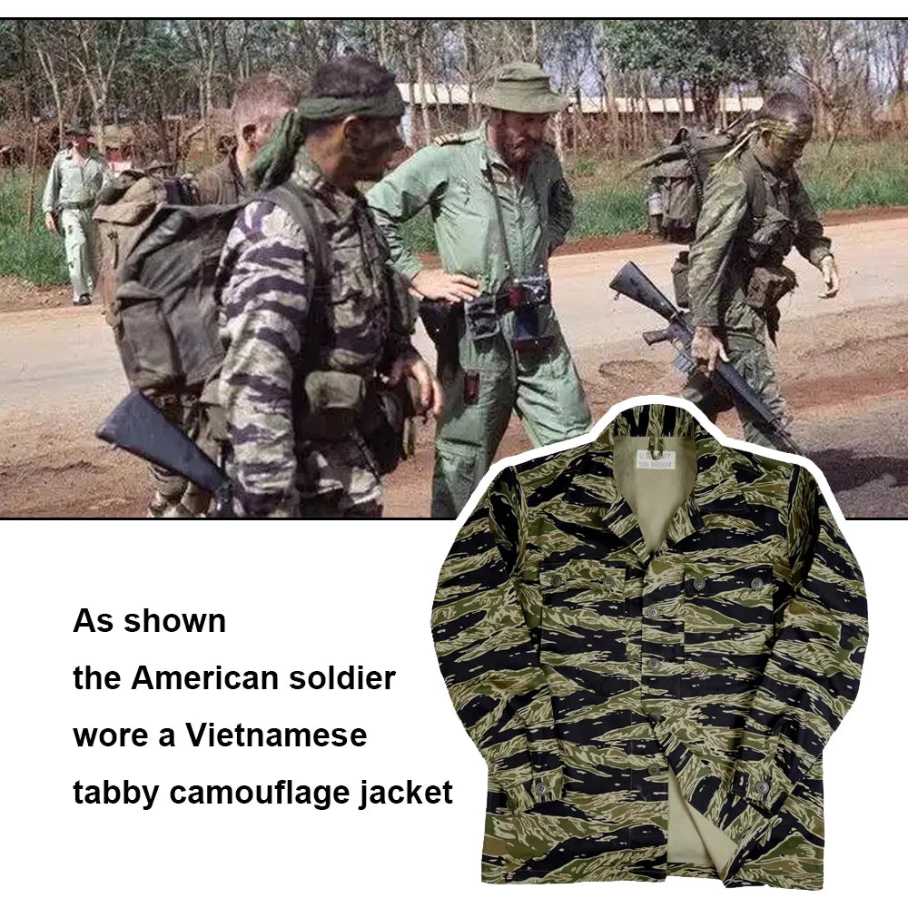 Tiger Jacket Vietnam Suit Tabby Striped Top and Pants Replica World War II Equipment Casual Training Suit WW2