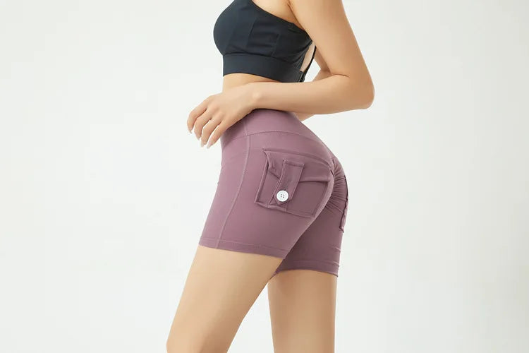 Peach Butt Fitness Shorts Women's Exercise Three-Quarter Pants Cargo Air Dry Pocket Yoga  Tight  Lift Summer
