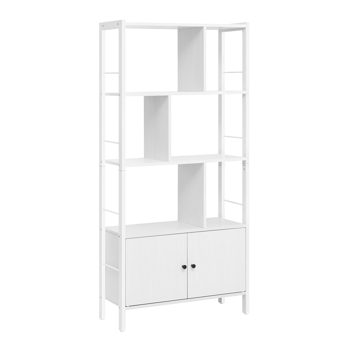 VASAGLE Bookshelf, Storage Shelf, Large Bookcase with Doors, 4 Shelves, Stable Steel Structure, Industrial Style