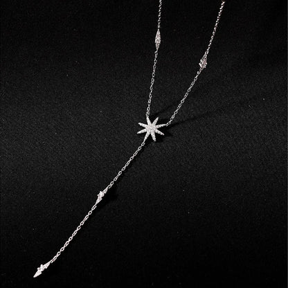 New 925 Sterling Silver Star Necklace Simple Personality Charm Long Choker Birthday Gift Women's Fine Jewelry