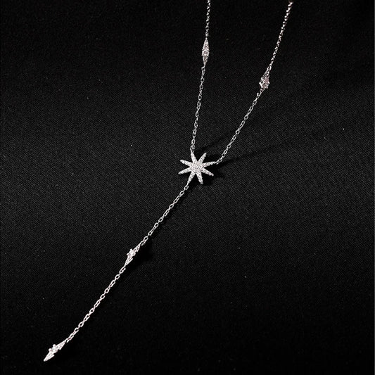 New 925 Sterling Silver Star Necklace Simple Personality Charm Long Choker Birthday Gift Women's Fine Jewelry