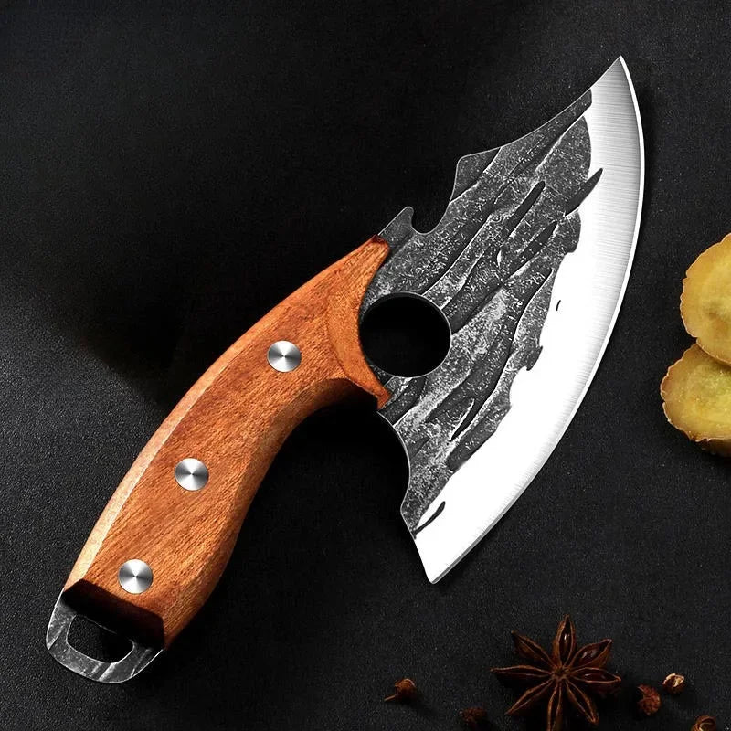 Forged Meat Cleaver Kitchen Chef Knife Fishing Boning Fruit Cutting Knife BBQ Butcher Portable Utility Knife Can Opener