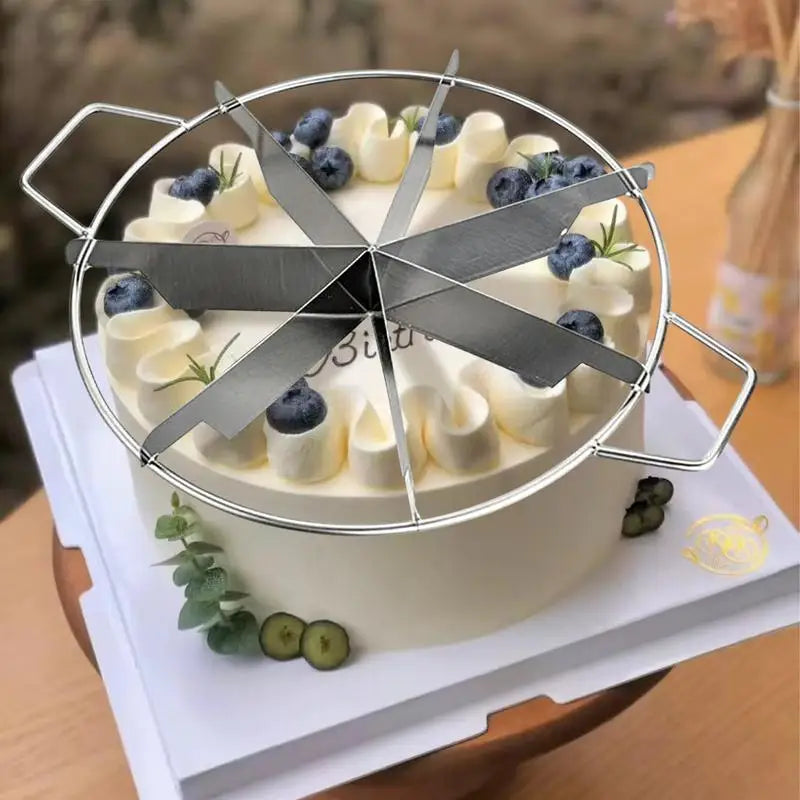 Stainless Steel Cake Divider 6/7/8 Divisions Pizza Cutter Cheesecake Slicer Round Pastry Cheese Pizza Cutting Press Machine Tool