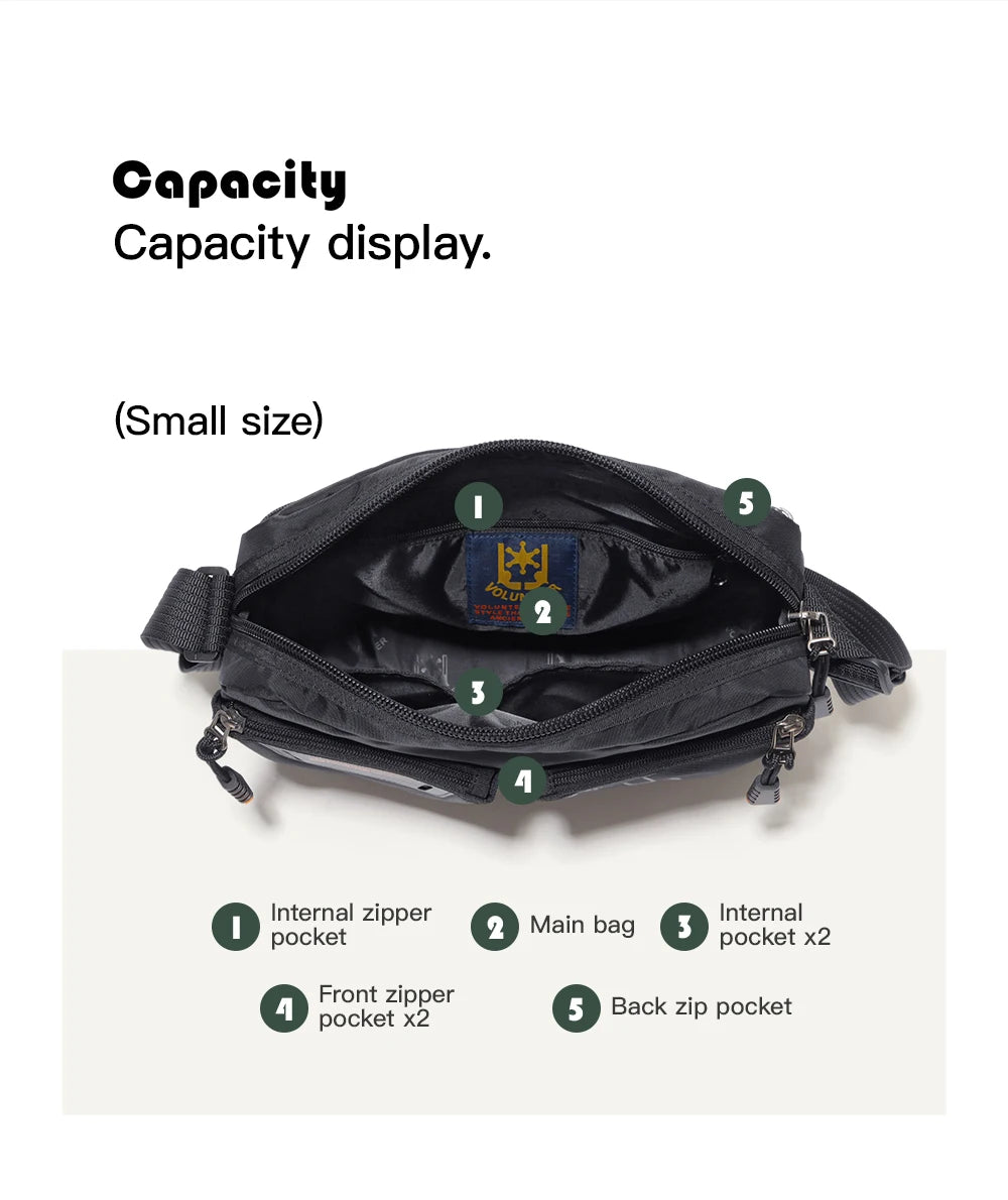 VOLUNTEER Messenger Crossbody Bags for Men Oxford Side Letter Print Fashion Light Weight Protable Versatile Shoulder Bag 1802-18