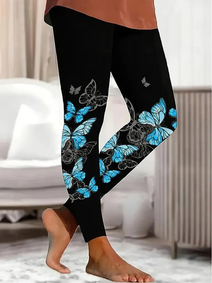 Women's Leggings Fashion Graphic Butterfly Pants Trousers Polyester Spandex Stretch Elastic Waist,Control Fall Y2K StreetwearS