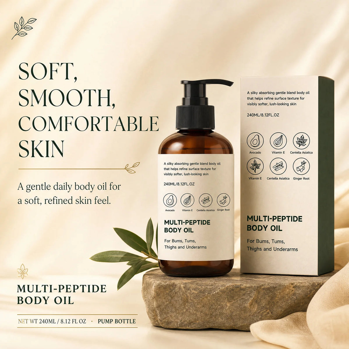 240ML Body Care Massage Oil Moisturizing Nourishing Non Greasy Fast Absorbing For All Skin Types Daily After Shower Relaxing