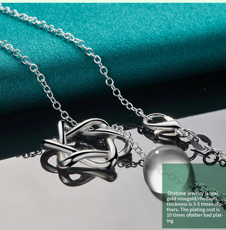New 16-30 Inch O-Chain 925 Sterling Silver Hexagram Pendant Necklace For Women Bridal Wedding Accessories Birthday Charm Jewelry