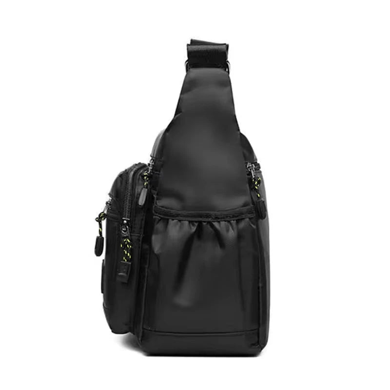 Men's cross-body bag with multi-layered pockets, adjustable shoulder strap, business single-shoulder bag