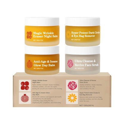 Complete Skincare Set With Day Night Eye Cream And Face Scrub