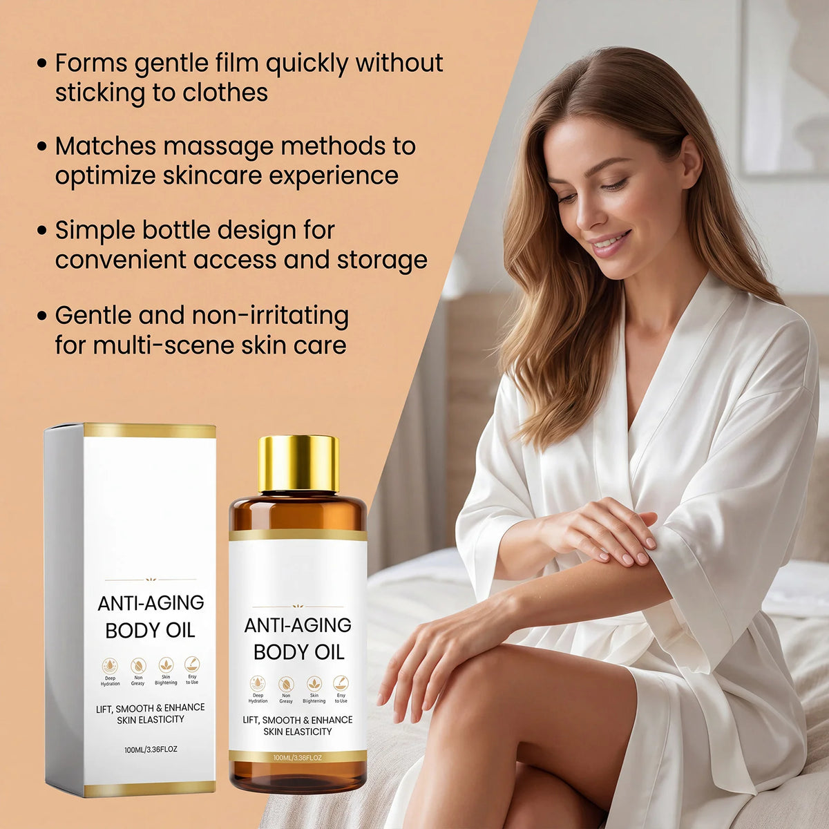 Revitalizing Body Oil Improve Dull Skin Boost Skin Elasticity Brightening Lightweight Fast Absorbing Hydrating Body Massage Oil