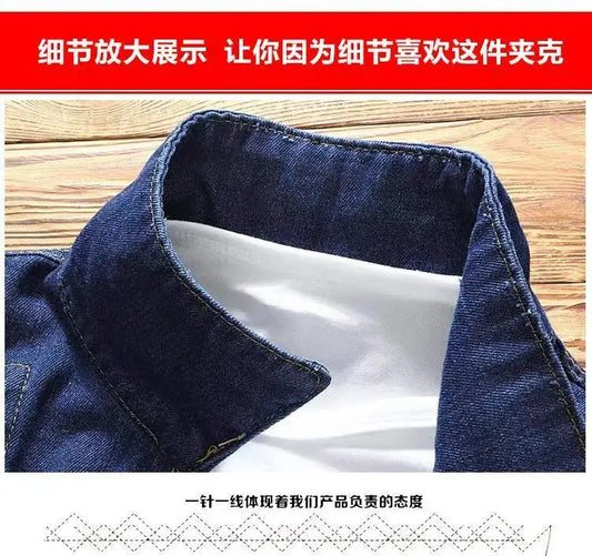 Spring Autumn Mens Denim Jacket + Jeans Pants Set Fashion Letters Printed Coat Trousers Two Piece Denim suit