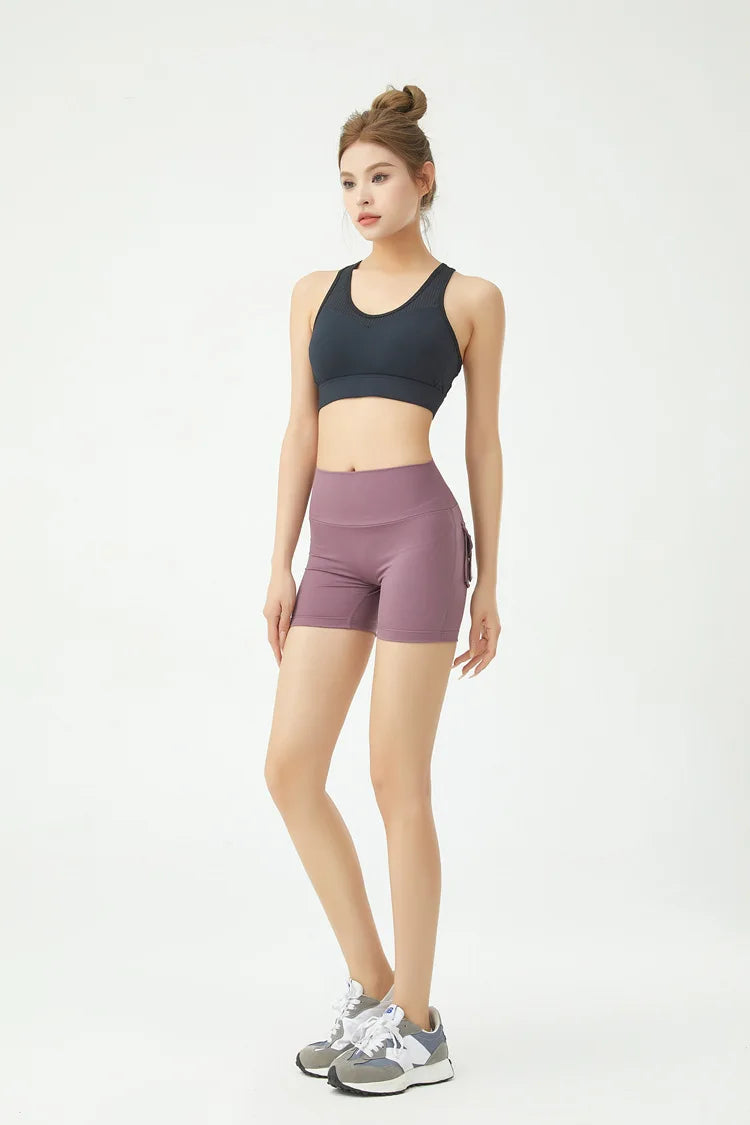 Peach Butt Fitness Shorts Women's Exercise Three-Quarter Pants Cargo Air Dry Pocket Yoga  Tight  Lift Summer