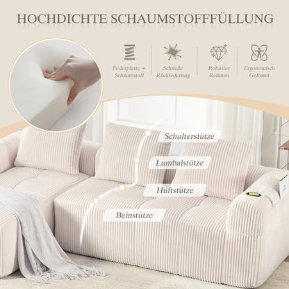 Compact Sofa Soft, Modular Sofa with Side Pocket and Beverage Holder, High Quality Comfort for Long Sitting, Incl. Pillows